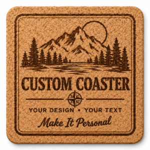 Custom Laser-Engraved Cork Coaster